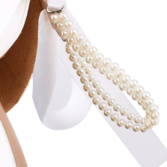 Elegant White Pearl-Embellished Women's Heels - Picture 2 of 10